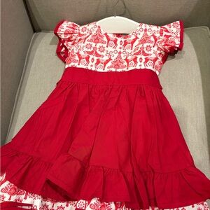 New Cheeky Plum Red and White Holiday Floral Kids Dress